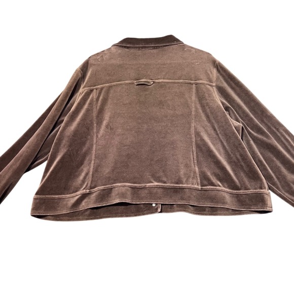 Cato Velour Button Front Jacket Womens 22-24W Brown Plus Size Casual Boho Fall - Picture 3 of 15